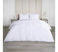 OHS Geometric Embossed Duvet Cover Bedding Set Textured in White | Size: Double OHS White Double
