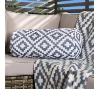 OHS Geometric Garden Bolster Cushion Outdoor Pillow Back Neck Support in Grey OHS Grey