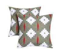 OHS Geometric Outdoor Cushions Waterproof Decorative Cushion Covers 45 x 45 Set of 2 Super Soft Patio Garden Cushions Home Decor Throw Pillow Covers with Invisible Zipper, Olive