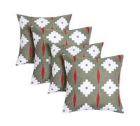 OHS Geometric Outdoor Cushions Waterproof Decorative Cushion Covers 45 x 45 Set of 4 Super Soft Patio Garden Cushions Home Decor Throw Pillow Covers with Invisible Zipper, Olive