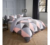 OHS Geometric Pinsonic Duvet Cover Bedding Set Pillowcase Shapes Quilt in Pink | Size: Double OHS Pink Double