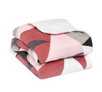 Dreamscene Fluffy Geometric Shapes Sherpa Fleece Blanket Throw Over Large Warm Plush Fluffy Geo Reversible, 150 x 180 - Blush Pink White