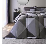 OHS Geometric Teddy Fleece Coverless Duvet Bedding Set 10.5 Tog, Grey - King