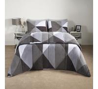 OHS Geometric Teddy Fleece Coverless Duvet Quilt Geo Bedding Set 10.5 TOG Pillowcase in Light Grey | Size: King OHS Light Grey King