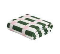 OHS Geometric Throw Blanket for Bed Sofas, Gifts for Women Super Soft Warm Cosy Fleece Blanket Decorative Throw Over Settee Lightweight Comfy Single Bed Throws, Green/Pink - 125 x 150cm