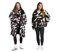 OHS Geometric Waterproof Coat Womens Changing Robe with Hood & Pockets Rain Coat Including Teddy Fleece Pullover Half Zip Women Long Sleeve Womens Clothes for Outdoor Activities, Mono - L/XL