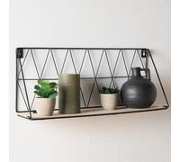 OHS Geometric Wire Shelf Wall Unit Wood Tier Storage Display Office Living Room Home in Black OHS Black