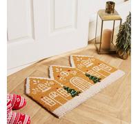 OHS Gingerbread House Non Slip Coir Mat Doormat Rug in Brown | Size: 40 x 60 cm OHS Brown 40 x 60 cm
