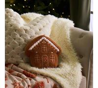 OHS Gingerbread House Xmas Scatter Cushion Decorative Pillow in Brown OHS Brown
