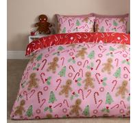 Ohs Gingerbread Man Reversible Bedding Set Duvet Cover With Pillowcase, Pink