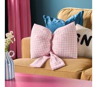 Ohs Gingham Bow Shaped Filled Scatter Cushion Decorative Throw Pillow