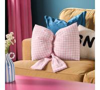 OHS Gingham Bow Shaped Filled Scatter Cushion Decorative Throw Pillow in Pink OHS Pink