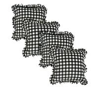 OHS Gingham Check Cushion Covers 45 x 45 Frill Edges Decorative Throw Pillow Covers Pack of 4 Square Cushion Cover with Invisible Zipper for Sofa Living Room Bedroom, Monochrome