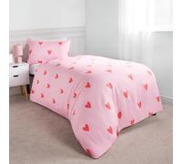 OHS Gingham Duvet Cover Bedding Set Microfibre Quilt Pillowcase Heart Check in Pink | Size: Single OHS Pink Single