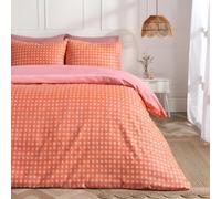 Ohs Gingham Embossed Bedding Set Waffle Duvet Cover With Pillowcase, Coral - Double