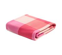 OHS Gingham Fleece Blanket Sofa Throw, Gifts for Women Soft Warm Cosy Polar Throw Blanket for Bed Settee Decorative Lightweight Comfy Single Bed Throws, Pink/Orange - 120 x 150cm
