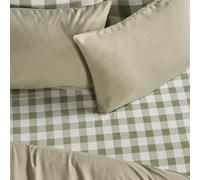 Ohs Gingham Microfibre Easy Care 25Cm Deep Fitted Bed Sheet, Sage - King
