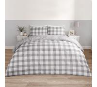 OHS Gingham Reversible Bedding Set Duvet Cover with Pillowcase in Grey | Size: Double OHS Grey Double