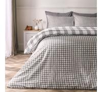 OHS Gingham Reversible Bedding Set Duvet Cover with Pillowcase in Grey | Size: Single OHS Grey Single