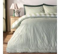 OHS Gingham Reversible Bedding Set Duvet Cover with Pillowcase in Light Green | Size: King OHS Light Green King