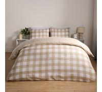 OHS Gingham Reversible Bedding Set Duvet Cover with Pillowcase in Natural | Size: Double OHS Natural Double