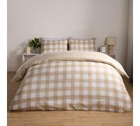 Ohs Gingham Reversible Bedding Set Duvet Cover With Pillowcase, Natural - King
