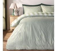 Ohs Gingham Reversible Bedding Set Duvet Cover With Pillowcase, Sage - Single