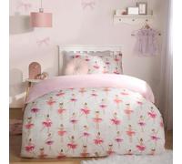 OHS Girls Bedding Single, Reversible Ballerina Print Duvet Covers for Girls Kids Bed Set with Pillowcase Ultra Soft Comfy Quilt Covers, Pink/White