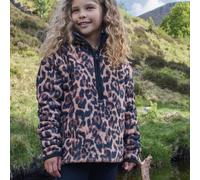 OHS Girl's Kids Fleece Jacket Half Zip Lightweight Leopard Print Fleece Pullover in Natural | Size: 8-9 Years OHS Natural 8-9 Years