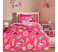 OHS Girls Single Duvet Cover Set, Super Soft Cosy Warm Microfibre Polyester Charming Sweetie Pies Bedding Single Quilt Cover Stylish Kids Bedding with Pillowcase, Magenta