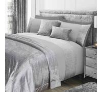 Ohs Glitter Duvet Cover With Pillow Case Sparkle Velvet Bedding, Silver Grey - Double