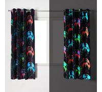 Ohs Glow-In-The-Dark Kids Gaming Print Curtains - 66" X 72"