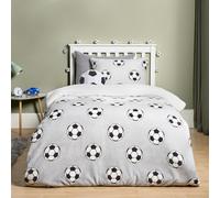 OHS Glow In The Dark Ultra Soft Football Print Kids Duvet Cover Set with Pillowcase in Grey | Size: Single OHS Grey Single