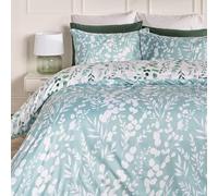 OHS Green Bedding Super King Duvet Set, Super Soft Cosy Warm Microfibre Polyester Watercolour Floral Bedding Stylish Superking Quilt Cover with Matching Pillowcases
