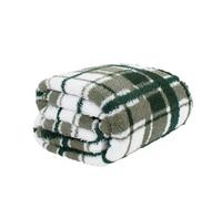 OHS Green Check Teddy Fleece Sofa Throw, Thick Warm Blanket for Winter Ultra Soft Bed Throw Cosy Comfy Fall Blanket Throw, Green Blanket 150x200cm