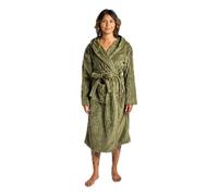 OHS Green Dressing Gown Super Soft Warm Ribbed Fleece Hooded Bathrobe Full Length Comfortable Cosy Unisex Dressing Gowns for Sleepwear Loungewear