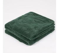 OHS Green Teddy Fleece Throw Blanket, Ultra Soft Warm Tufted Winter Tree Design Sofa Throw Blanket Lightweight Cosy Christmas Bedspread Fleece for Bedroom, 130x160cm