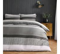 OHS Grey Bedding King Size Duvet Cover Sets, Super Soft Cosy Warm Microfibre Polyester Stylish Layered Stripe Bedding Sets King Size Modern Comfy Quilt Cover with Matching Pillowcases