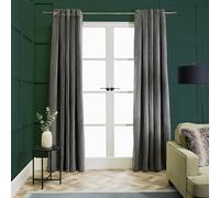 OHS Grey Curtains Eyelet for Living Room, Super Soft Ribbed Fleece Thermal Insulated Curtain Decorative Energy Saving Blackout Curtains for Bedroom 2 Panels, 90" x 90"