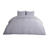 OHS Grey Duvet Double Set Geometric Embossed, Decorative Modern Bedding Luxury Ultra Soft Duvet Quilt Cover Double Bedding with Pillowcases, Grey