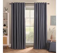OHS Grey Eyelet Curtains Woven Texture, Decorative Lined Curtain for Summer Winter Blackout Long Curtains for Living Room Bedroom Soft Modern, 66x90 - Charcoal
