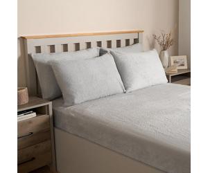 OHS Grey Teddy Bear Fleece Pillow Cases, Fluffy Pillowcase Fleece Side Sleeper Thermal Pillowcases Winter Warm Cosy Soft Hotel Quality Luxury Pillow Cover, 2 Pack