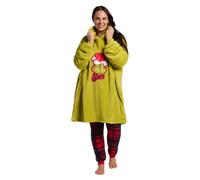 OHS Grinch Christmas Clothing for Men Women, Ultra Soft Sherpa Fleece Warm Comfy Cosy Oversized Wearable Blanket Grinch Hoodie Mens Women Adults - One Size, Green