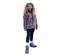 OHS Half Zip Fleece Jacket for Kids, Lightweight Warm Leopard Print Jumper Pullover Unisex Sweatshirt Casual Long Sleeve Fleece Top for Travelling Outdoor, Natural