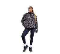 OHS Half Zip Teddy Fleece Jacket Women, Lightweight Warm Cosy Leopard Print Ladies Sweatshirt Top Casual Long Sleeve Pullover for Travelling Outdoor Hiking, Natural -S/M