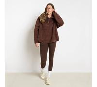 OHS Half Zip Teddy Fleece Jumper Lightweight Sweatshirt Pullover Jacket in Brown | Size: S/M OHS Brown S/M