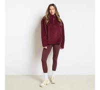 OHS Half Zip Teddy Fleece Jumper Lightweight Sweatshirt Pullover Jacket in Maroon | Size: Large/XL OHS Maroon L/XL