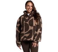 OHS Half Zip Womens Jacket, Geometric Print Teddy Fleece Jacket Women Fleece Top Pullover Ultra Soft Cosy Womens Sweatshirt Casual Long Sleeve Sweater for Travel Hiking, Brown - S/M