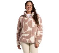OHS Half Zip Womens Jacket, Geometric Print Teddy Fleece Jacket Women Fleece Top Pullover Ultra Soft Cosy Womens Sweatshirt Casual Long Sleeve Sweater for Travel Hiking, Beige - L/XL
