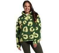 OHS Half Zip Women's Jacket, Teddy Fleece Jacket Women Abstract Leopard Print Top Sweatshirt Pullover Ultra Soft Cosy Womens Fleece Casual Long Sleeve Sweater for Travel Hiking, Green - L/XL